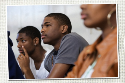 students attending class